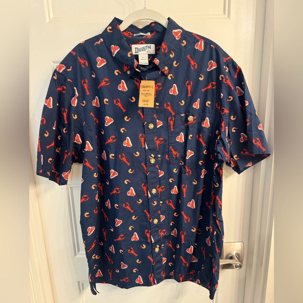 NWT Duluth Slim Fit Short-Sleeve BBQ Lobster  Shirt- Large
